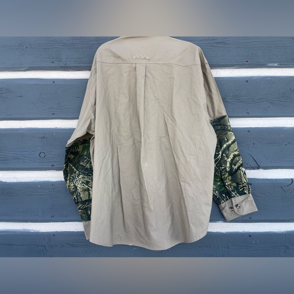 Cabelas Hunting Shirt Mens sz 2XL Tall Camo Tan Work Outdoors Button up Turkey - Picture 6 of 12